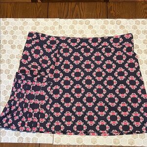 Crown & Ivy Women’s Navy Golf Skort with Pink Crab Print, sz 14
